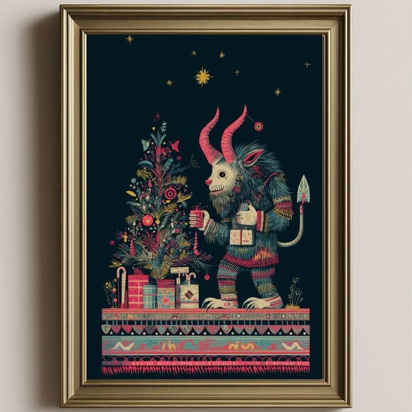 8.5x11 Folklore Krampus Christmas Art Print - Picture 2 of 2